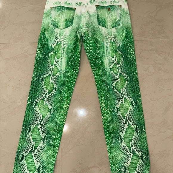 Roberto Cavalli Green Snake Print Women Jeans - Picture 1 of 6